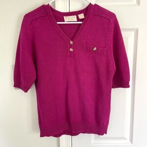 Huntington Ridge Ramie Cotton Magenta Pink Sweater Leontine Size S Feminine